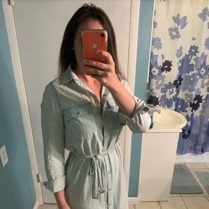 Michael kors chambray maxi shirt dress